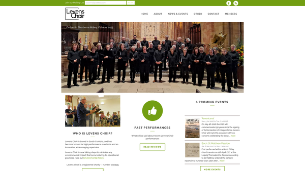Screenshot of the Levens Choir website
