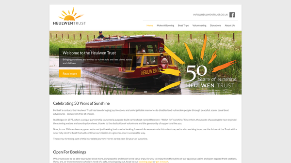 Screenshot of the Heulwen Trust website