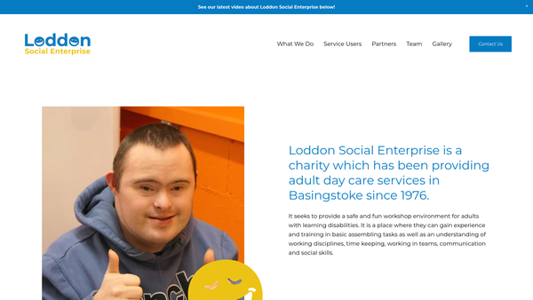 Screenshot of the Loddon Social Enterprise Ltd website