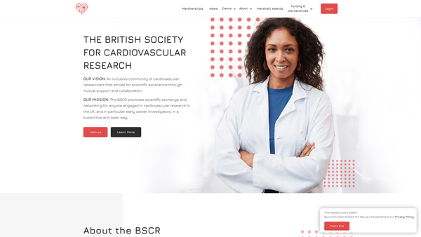 Screenshot of the British Society For Cardiovascular Research website
