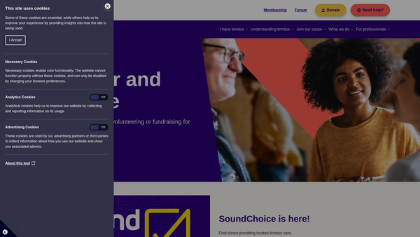 Screenshot of the Tinnitus UK website
