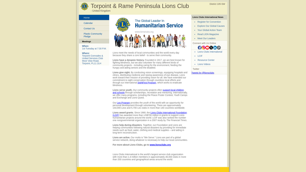Screenshot of the Torpoint And Rame Peninsula Lions Club Charity Trust Fund website