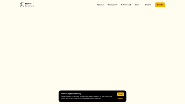 Screenshot of the Lennox Childrens Cancer Fund website