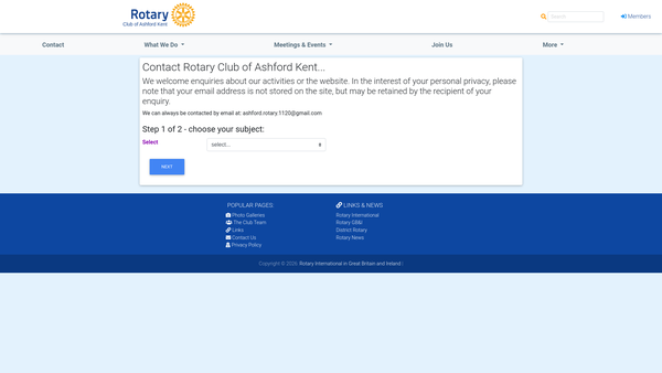 Screenshot of the The Ashford Rotary Club Trust website