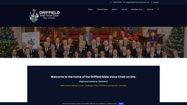 Screenshot of the Driffield Male Voice Choir website