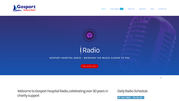 Screenshot of the Gosport Hospital Radio website