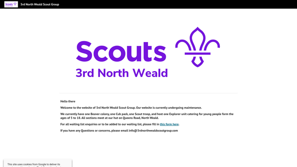 Screenshot of the 3rd North Weald Scout Group website