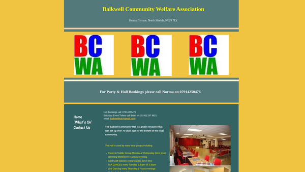 Screenshot of the Balkwell Community Welfare Association website