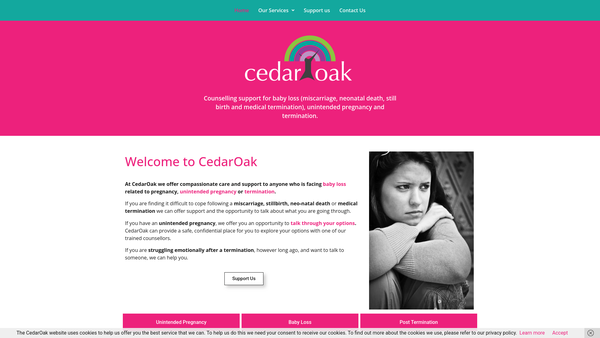 Screenshot of the Cedaroak Support Trust website