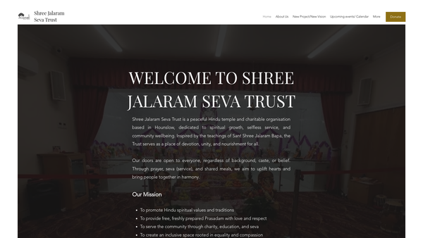 Screenshot of the Shree Jalaram Seva Trust website