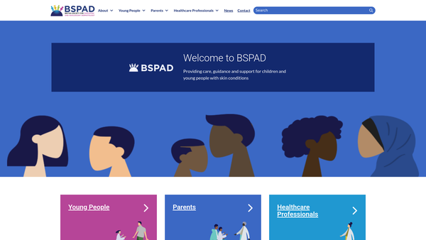 Screenshot of the British Society For Paediatric Dermatology website
