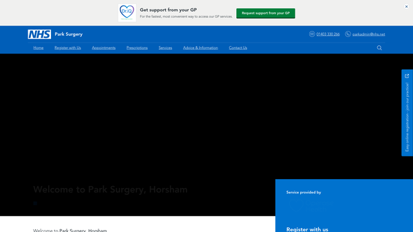 Screenshot of the Friends Of Park Surgery website