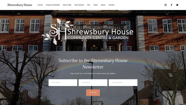 Screenshot of the Shrewsbury House Community Association Limited website
