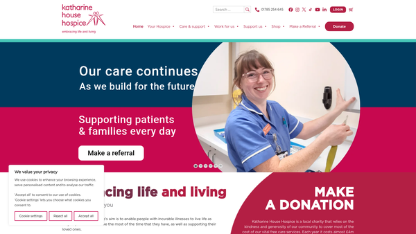 Screenshot of the Katharine House Hospice website