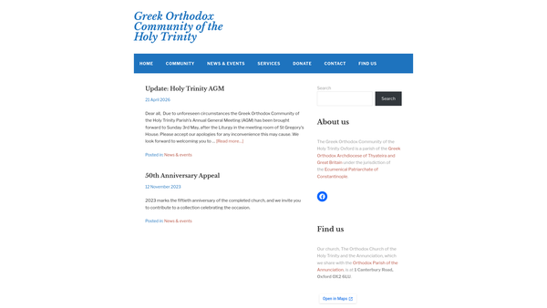 Screenshot of the The Greek Orthodox Community Of The Holy Trinity, Oxford website