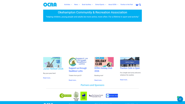 Screenshot of the Okehampton Community And Recreation Association website