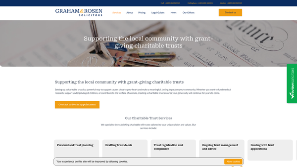 Screenshot of the Joseph Boaz Charity website