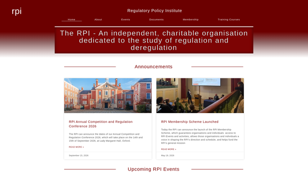 Screenshot of the Regulatory Policy Institute website