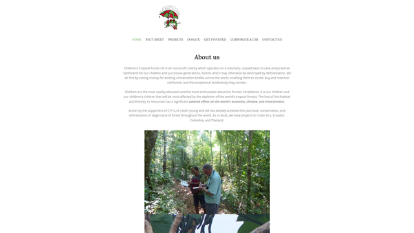 Screenshot of the Children's Tropical Forests UK website