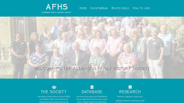 Screenshot of the Alderson Family History Society website