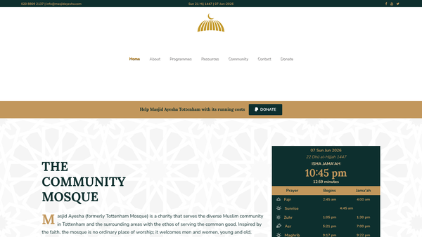 Screenshot of the Islamic Community Centre website