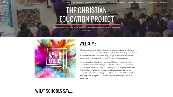 Screenshot of the Christian Education Project website
