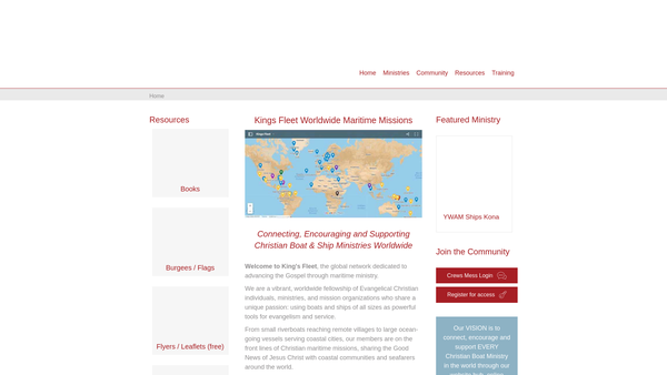 Screenshot of the Kings Fleet Maritime Missions website