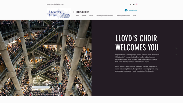 Screenshot of the Lloyd's Choir website