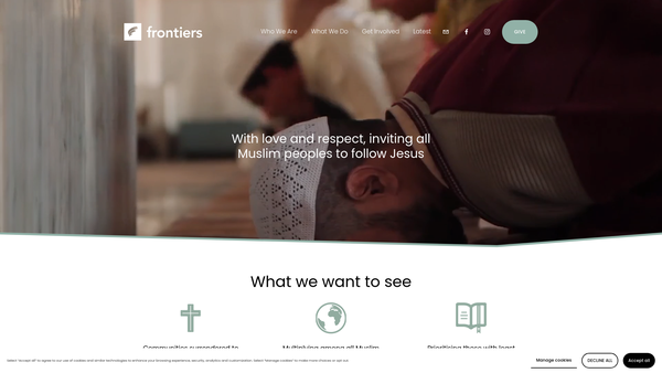 Screenshot of the Frontiers website