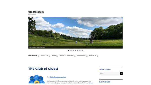 Screenshot of the University Of The Third Age (Dacorum) website