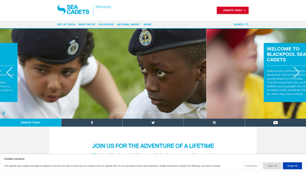 Screenshot of the Blackpool Unit 45 Of The Sea Cadet Corps website