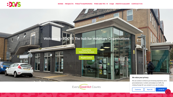 Screenshot of the Barking And Dagenham Council For Voluntary Service website
