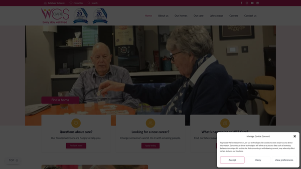 Screenshot of the Wcs Care Group Limited website