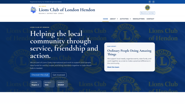 Screenshot of the London-Hendon Lions Club Trust Fund website