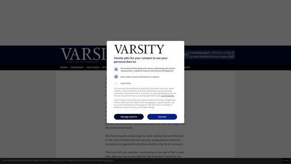 Screenshot of the The Varsity Trust website
