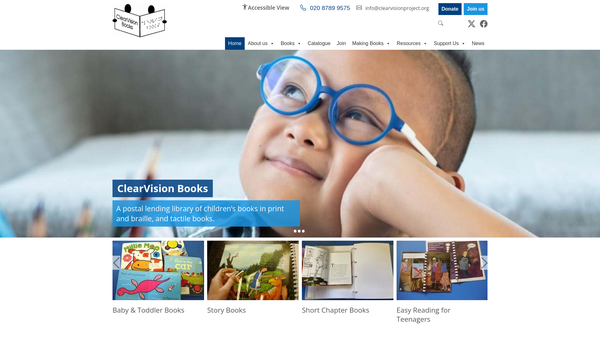 Screenshot of the Clearvision Project website