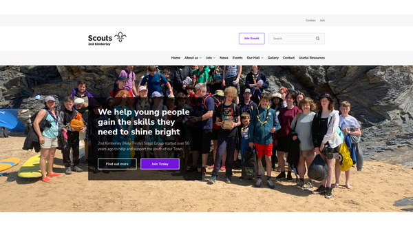 Screenshot of the 2nd Kimberley Scout Group website