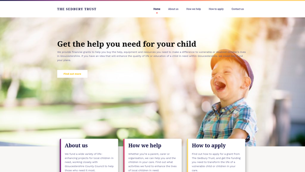 Screenshot of the The Sedbury Trust website