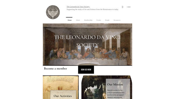 Screenshot of the The Leonardo Da Vinci Society website