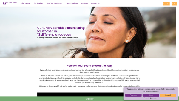 Screenshot of the The Maya Centre website