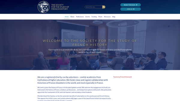 Screenshot of the Society For The Study Of French History website