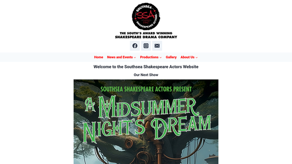 Screenshot of the The Southsea Shakespeare Actors website