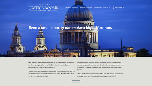 Screenshot of the The City Of London Justice Room Charitable Trust website