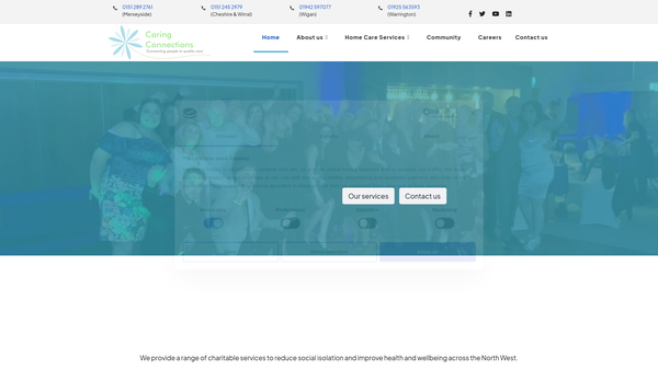 Screenshot of the Caring Connections Limited website