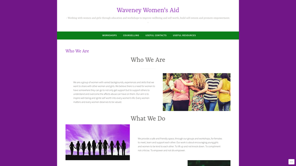 Screenshot of the Waveney Women's Aid website