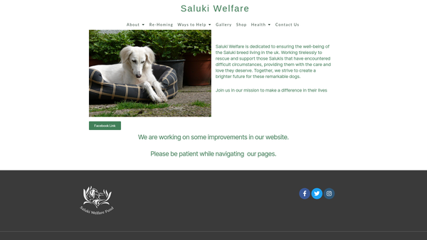 Screenshot of the Saluki Welfare Fund website