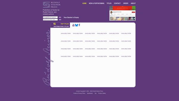 Screenshot of the Rudolf Steiner Press website