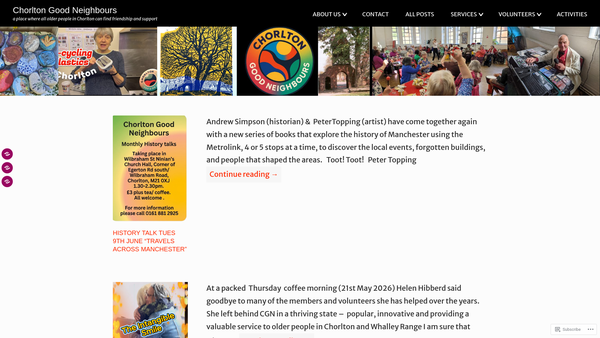 Screenshot of the Chorlton Good Neighbours website