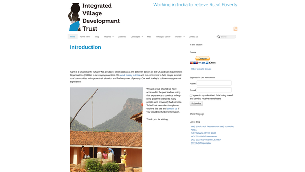 Screenshot of the Integrated Village Development (UK) Trust website