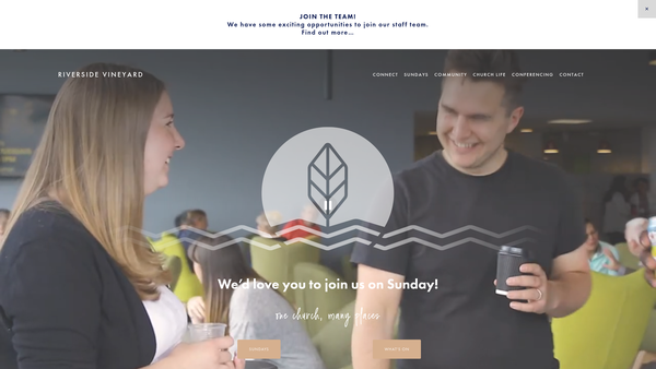 Screenshot of the Riverside Vineyard Christian Fellowship website